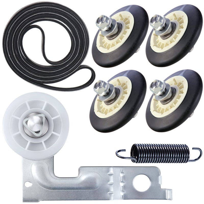 Monkemon Upgraded Dryer Repair Kit Compatible with LG Kenmore Dryers Includes 4581EL2002C Dryer Drum Roller 4400EL2001A Dryer Belt 4561EL3002A Idler Pulley and Springï¼ŒFigures 6 and 7 are Fit Models - Image 1